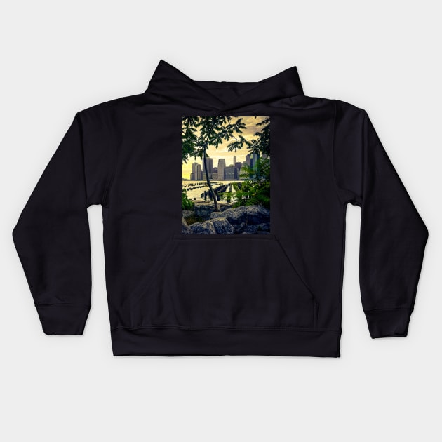 New York City Sunset Manhattan Skyline Brooklyn Kids Hoodie by eleonoraingrid